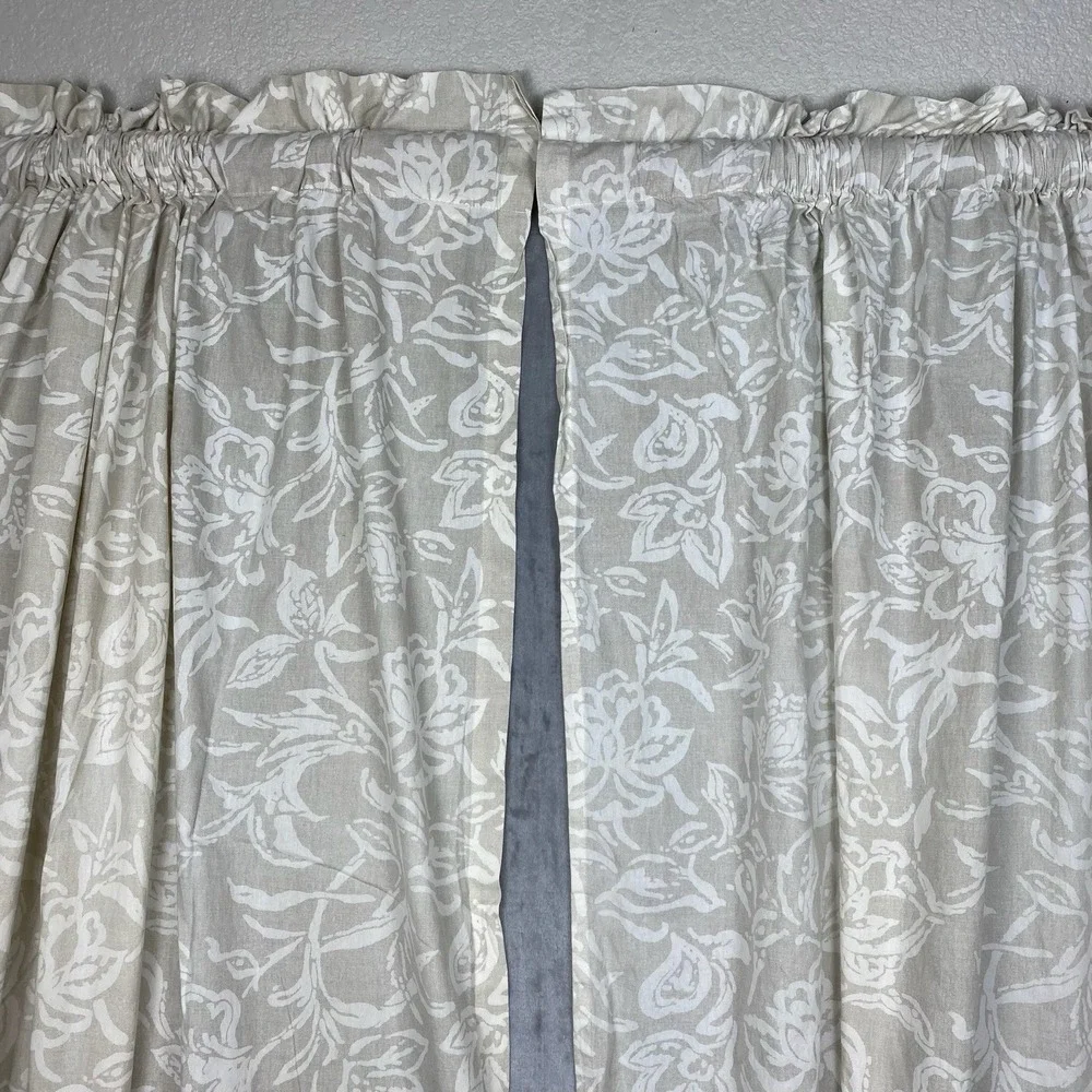 Nautica Floral Print Curtains 2 Panels 96 x 52 Rod Pocket 100% Cotton Coastal